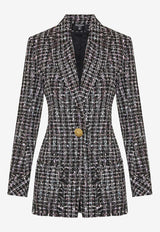 Balmain Single-Breasted Tweed Jacket Black DF1SE096XJ24BLACK