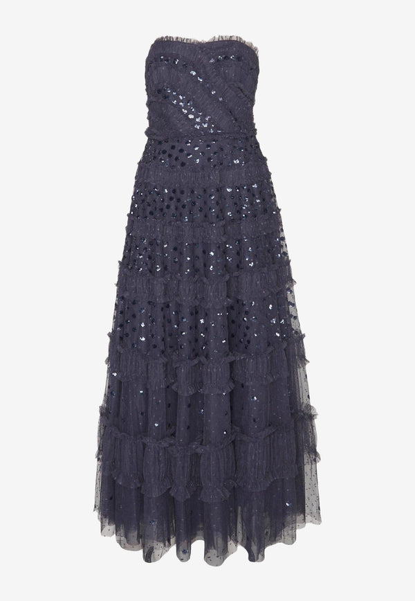 Needle & Thread Dot Shimmer Strapless Maxi Dress DG-CT-06-RCR24-NVYNAVY