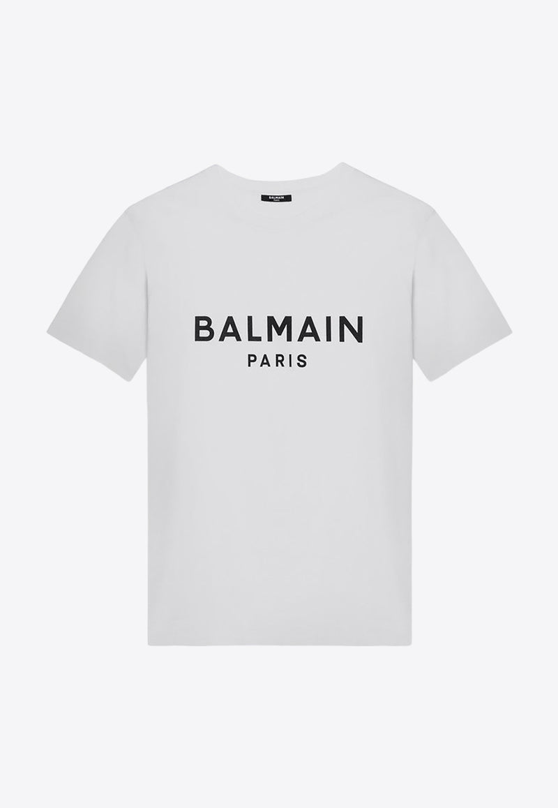 Balmain Logo Print Crewneck T-shirt White DH1EG000BB73/P_BALMA-GAB