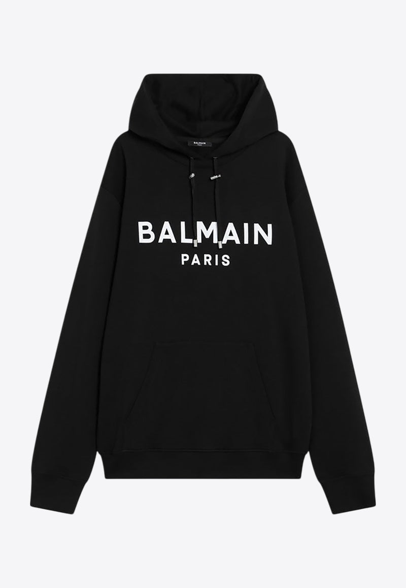Balmain Logo Print Hooded Sweatshirt Black DH1JR002BB65/R_BALMA-EAB