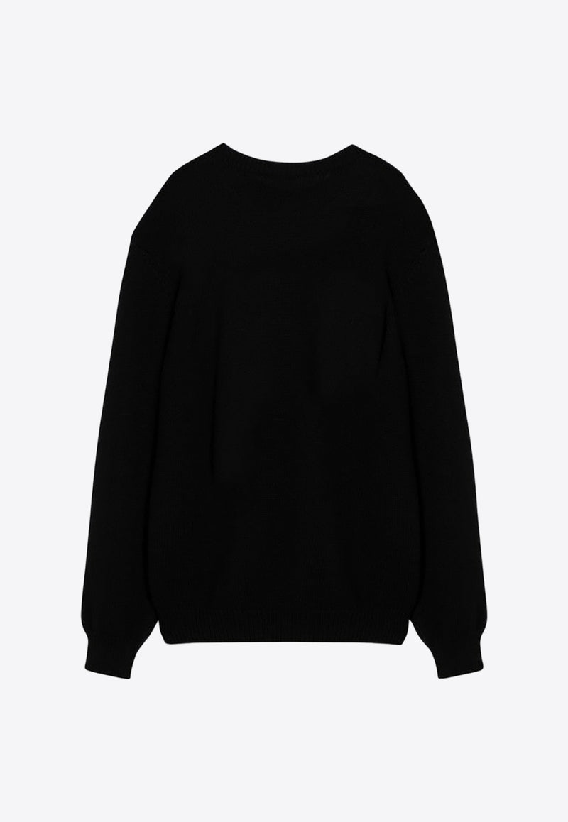 Balmain Logo Inlay Wool Sweater Black DH1KD000KG97/P_BALMA-EAB