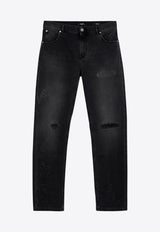 Balmain Distressed Ripped Jeans Black DH1MI043DE68/P_BALMA-0PC