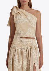 Dahlia Bianca River Embroidered Cropped Top Beige DHB10107360-108_BEIGE MULT