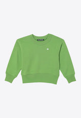 Acne Studios Kids Girls Face Patch Crewneck Sweatshirt Green DI0022CO/P_ACNE-DOB