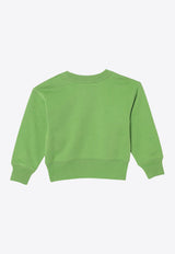 Acne Studios Kids Girls Face Patch Crewneck Sweatshirt Green DI0022CO/P_ACNE-DOB