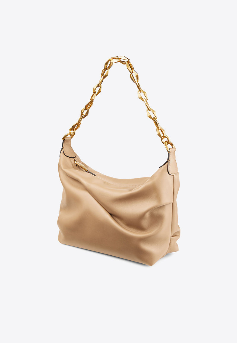 Small Diamond Hobo Bag in Leather Jimmy Choo DIAMOND SOFTHB/S AQK BISCUIT/GOLD