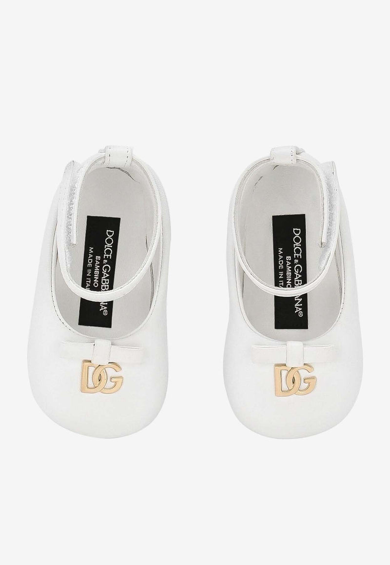 Dolce & Gabbana Kids Baby Girls Nappa Leather Ballet Flats DK0065 AB793 80001 White
