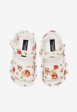 Dolce & Gabbana Kids Baby Girls Floral Canvas Sandals White DK0157 A0231 HA5XJ
