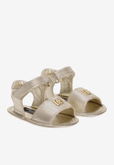 Dolce & Gabbana Kids Baby Girls Laminated Leather Sandals Gray DK0157 AJ133 80988