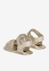 Dolce & Gabbana Kids Baby Girls Laminated Leather Sandals Gray DK0157 AJ133 80988