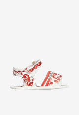 Dolce & Gabbana Kids Baby Girls Majolica Print Lambskin Sandals Multicolor DK0157 AV210 IH3TN