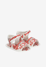 Dolce & Gabbana Kids Baby Girls Majolica Print Lambskin Sandals Multicolor DK0157 AV210 IH3TN