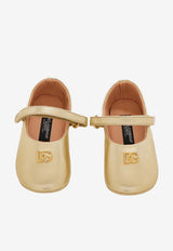 Dolce & Gabbana Kids Baby Girls Laminated Nappa Leather Ballet Flats Gold DK0161 AJ133 80988