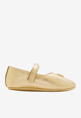 Dolce & Gabbana Kids Baby Girls Laminated Nappa Leather Ballet Flats Gold DK0161 AJ133 80988