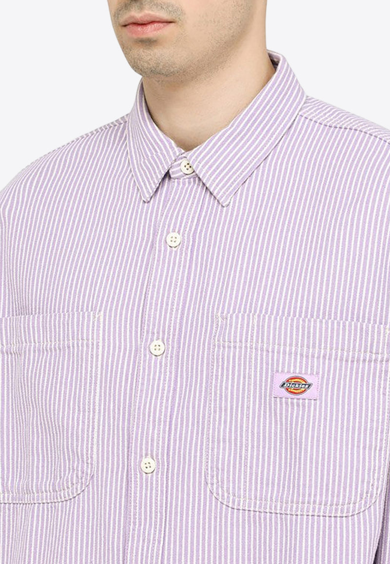 Dickies Logo Patch Long-Sleeved Stripe Shirt Lilac DK0A4YB2CO/M_DICKI-F321