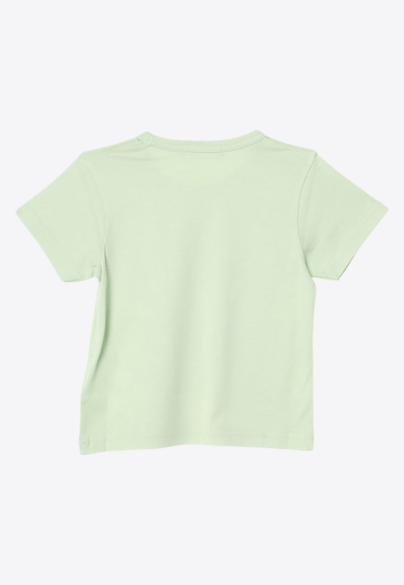 Acne Studios Kids Boys Face Patch T-shirt Green DL0037CO/P_ACNE-AB9