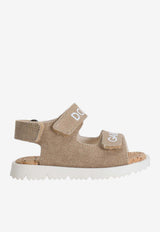 Dolce & Gabbana Kids Baby Boys Logo Print Canvas Sandals Beige DL0092 AW520 8H065