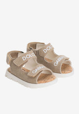 Dolce & Gabbana Kids Baby Boys Logo Print Canvas Sandals Beige DL0092 AW520 8H065