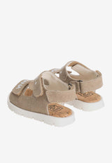Dolce & Gabbana Kids Baby Boys Logo Print Canvas Sandals Beige DL0092 AW520 8H065