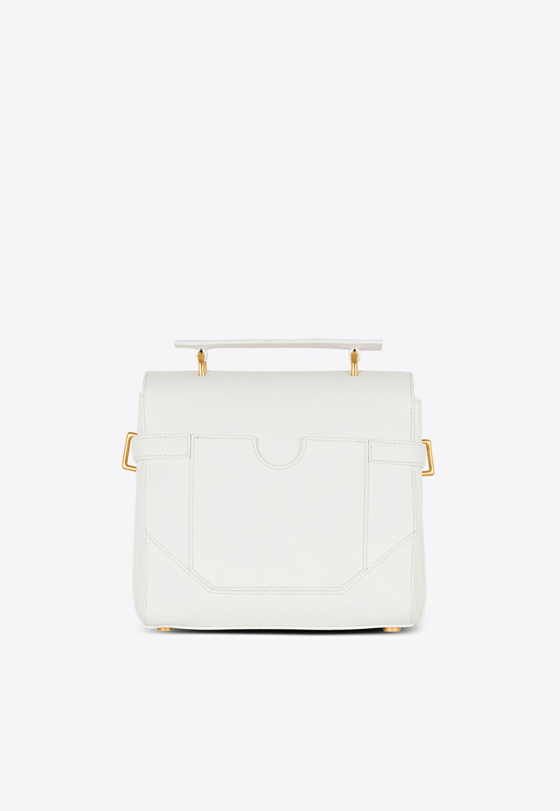 Balmain B-Buzz 23 Grained Leather Top Handle Bag White DN0DB526LPOS_WHITE