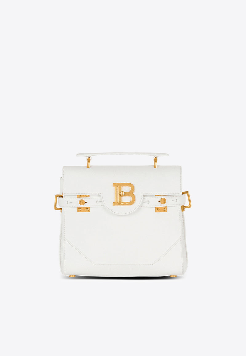 Balmain B-Buzz 23 Grained Leather Top Handle Bag White DN0DB526LPOS_WHITE