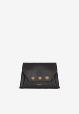 Balmain Emblème Flap Shoulder Bag in Calf Leather Black DN1BK923LGSRBLACK