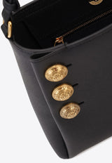 Balmain Button Embellished Leather Shoulder Bag Black DN1BS874LGSR_BLACK