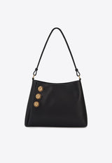 Balmain Button Embellished Leather Shoulder Bag Black DN1BS874LGSR_BLACK