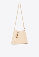 Balmain Button Embellished Leather Shoulder Bag Nude DN1BS874LGSR_NUDE