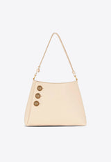 Balmain Button Embellished Leather Shoulder Bag Nude DN1BS874LGSR_NUDE