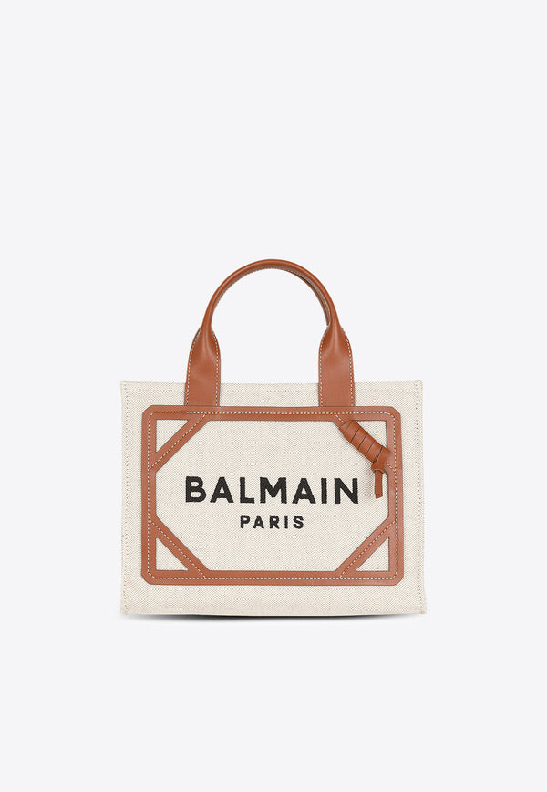 Balmain Small B-Army Canvas and Leather Tote Bag Natural DN1FE809TDCS_NATURAL