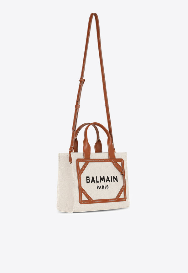 Balmain Small B-Army Canvas and Leather Tote Bag Natural DN1FE809TDCS_NATURAL