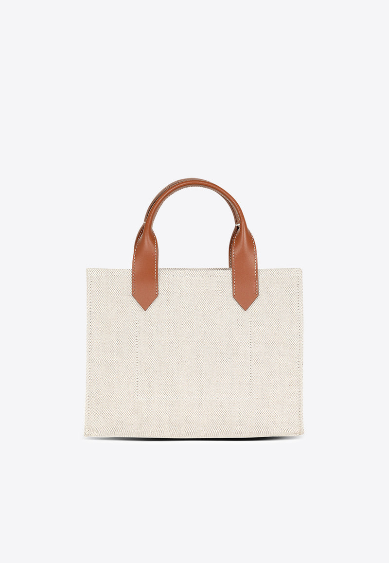 Balmain Small B-Army Canvas and Leather Tote Bag Natural DN1FE809TDCS_NATURAL