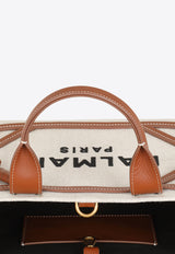 Balmain Small B-Army Canvas and Leather Tote Bag Natural DN1FE809TDCS_NATURAL