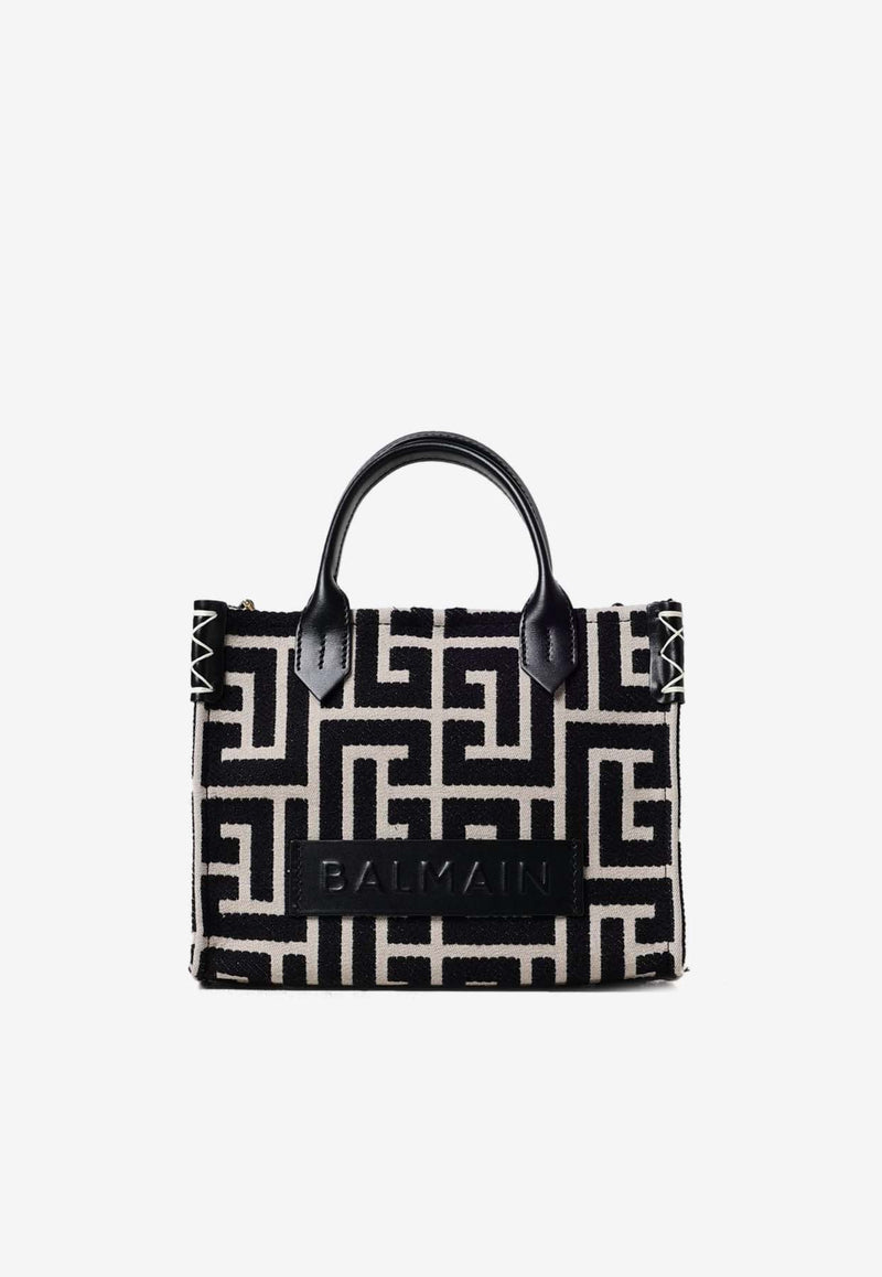 Balmain Small B-Army Monogram Jacquard Tote Bag Black DN1FE818TJDCBLACK