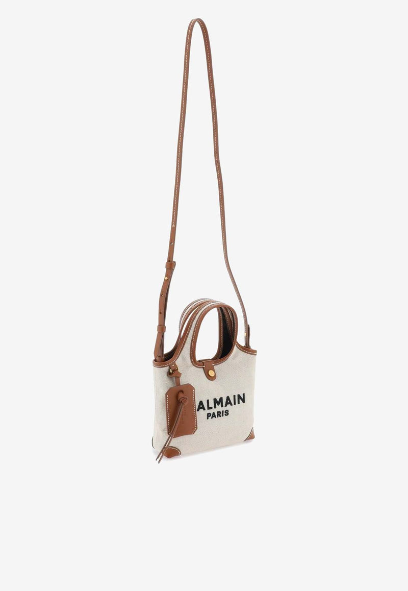 Balmain Mini B-Army Canvas Shoulder Bag Natural DN1FM872TCFENATURAL