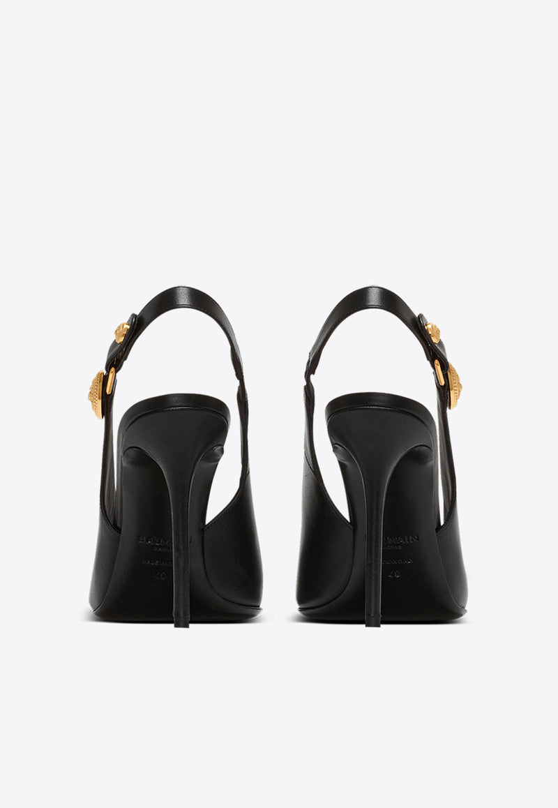 Balmain Eva 95 Calf Leather Slingback Pumps Black DN1UK047LVIT_BLACK