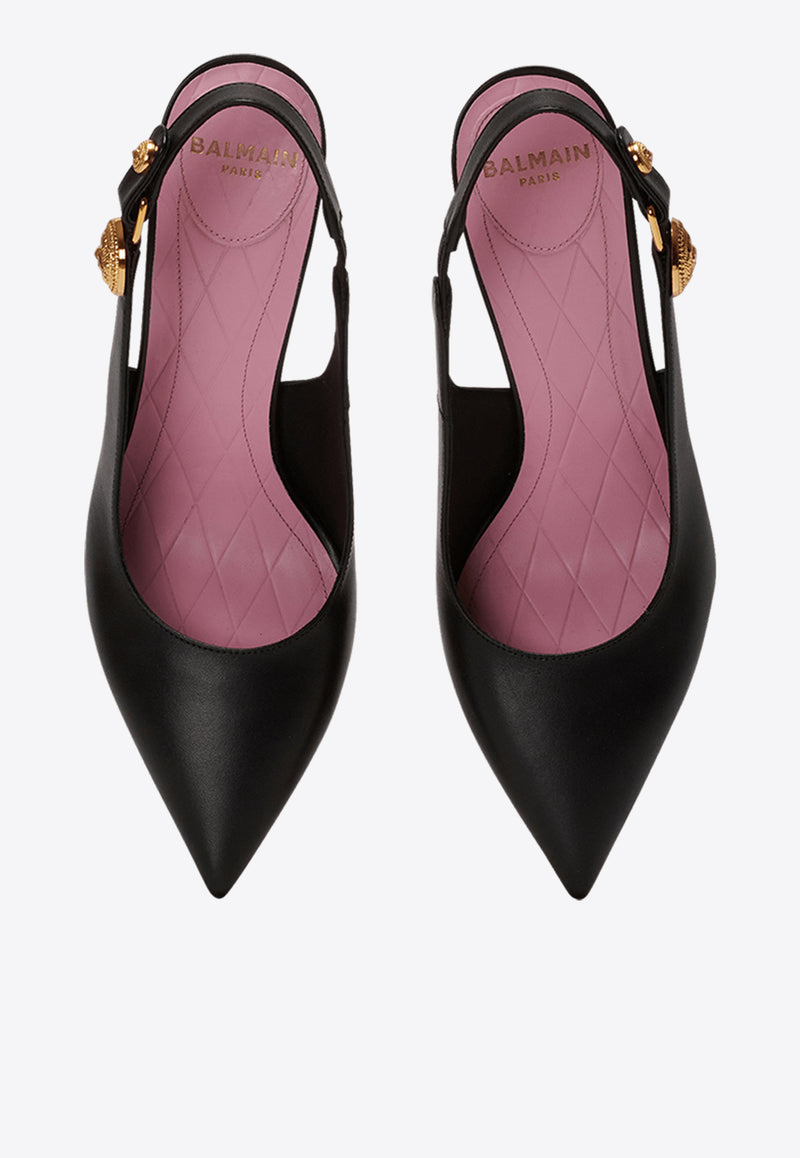 Balmain Eva 95 Calf Leather Slingback Pumps Black DN1UK047LVIT_BLACK