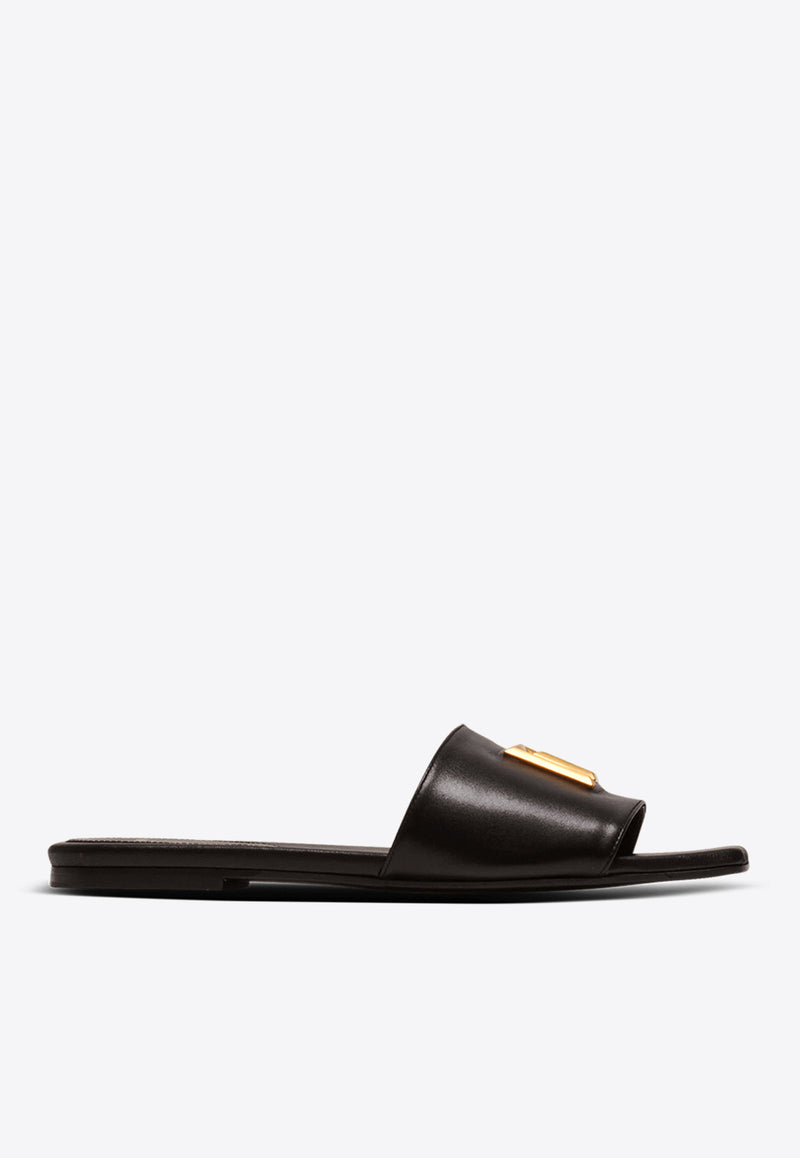 Balmain Dafne PB Logo Flat Mules Black DN1UP966LVIT_BLACK