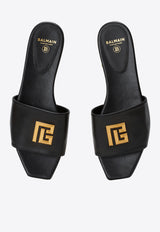 Balmain Dafne PB Logo Flat Mules Black DN1UP966LVIT_BLACK