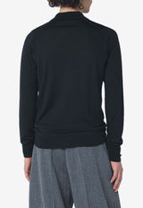 John Smedley Long-Sleeved Wool Polo T-shirt Black DORSETWO/R_JOHSM-BLK