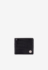 Versace Medusa Biggie Croc-Embossed Leather Wallet Black DPU2463 1A08711 1B00P