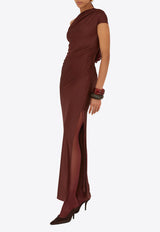 Galvan London Cascading Off-Shoulder Maxi Dress Burgundy DR0342_BURGUNDY