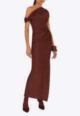 Galvan London Cascading Off-Shoulder Maxi Dress Burgundy DR0342_BURGUNDY