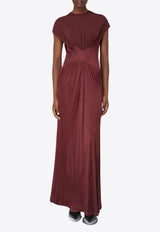 Galvan London Cascading Draped Maxi Dress Burgundy DR0354_BURGUNDY
