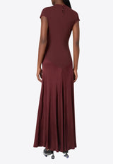 Galvan London Cascading Draped Maxi Dress Burgundy DR0354_BURGUNDY