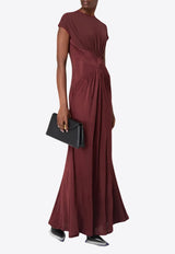 Galvan London Cascading Draped Maxi Dress Burgundy DR0354_BURGUNDY