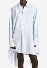 JW Anderson Side-Knot Mini Shirt Dress Light Blue DR0500-PG1892_WHITE MULT