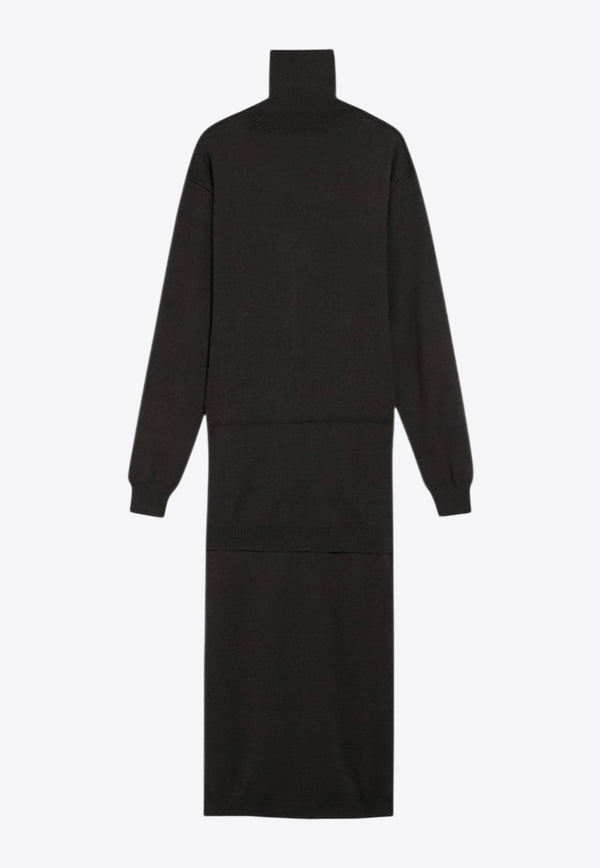 Lemaire Trompe-L'oeil Wool-Blend Dress Brown DR1082LK087/R_LEMAI-BR397