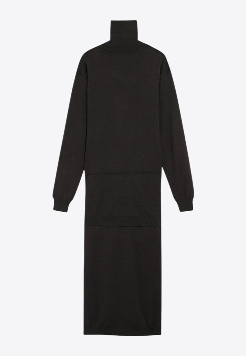 Lemaire Trompe-L'oeil Wool-Blend Dress Brown DR1082LK087/R_LEMAI-BR397